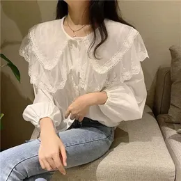 Kadın Bluz Fan Col Claudine Top Uzun Kollu Dantel Yaka Gömlek Blusas Ropa De Mujer 240202