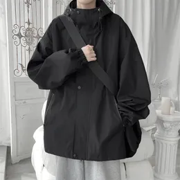 Spring Casual Hooded Jackets For Men Streetwear Waterproof Cargo Mens Jacket Loose Fashion Women 240201