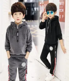 Children039s Clothing Boy Autumn and Winter Sweater Trousers Suit New Jacket Sports Pants Thick Gold Velvet Coat Twopiece9070807
