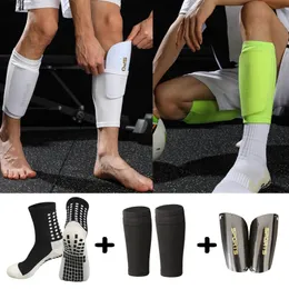 Toda a temporada um conjunto de equipamentos esportivos anti deslizamento meias de futebol adulto caneleiras almofadas com bolso perna mangas suporte meia 240124