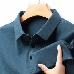 Camisa polo masculina confortável com gola polo de manga comprida, camisa polo versátil de cor sólida 240123