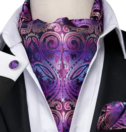 Fast Ascot Men039s klassische lila Paisley-Krawatte, Vintage-Ascot-Taschentuch, Manschettenknöpfe, Krawatten-Set für Herren-Hochzeit, Par2979635