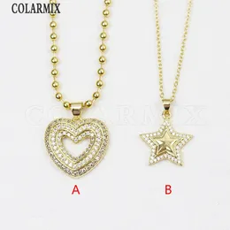 10 pçs zircônia coração estrela colar design de moda corrente de ouro jóias especial presente feminino 52826 240127