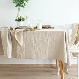 100% Pure Linen Tabelduk Naturligt tyg för kök matsalsfest Holiday Tablett Dekoration Solid Color Table Cover 240127