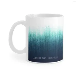 Mugs Teal Ombre White Mug Coffee Cup Milk Tea Cups Gift For Friends Charcoal Blue Style Trend Ocean Texture Black