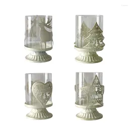 Portacandele Tealight vintage con renna in metallo e vetro per la decorazione domestica