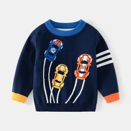 28Tプリント男の子セーター幼児の子供の服冬ウォームニットプルオーバートップロングスリーブルーズチルドレンニットウェア240124
