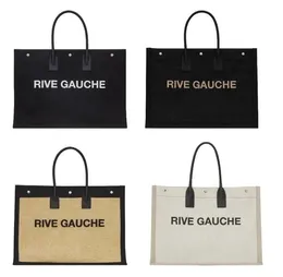 Designer Rive Gauche Beach Tote Bags Linho Canvas Mulher Bolsa Moda Saco de Compras Grande Capacidade Viagem Satchel Carteira Bolsa Alta Qualidade