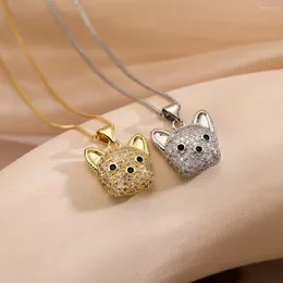 Pendant Necklaces Mafisar Trendy Gold Plated Full Zircon Cute Dog Head Necklace Women High Quality Delicate Clavicle Chain Jewelery Gifts