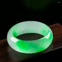 Cluster Ringe Natürliche Grüne Jade Ring Frauen Edlen Schmuck Zubehör Echte High Grade A Myanmar Jadeit Burma Jade Bands Mujer