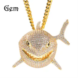Ожерелья с подвеской 6ix9ine, же циркон, подвеска в виде акулы, мужская подвеска в стиле хип-хоп, индивидуальное модное брендовое ожерелье, аксессуары для ночного клуба