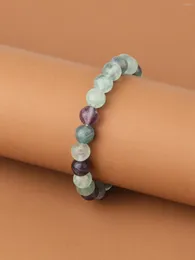 스트랜드 Yuokiaa Vintage Classic 8mm Natural Colored Fluorite Baded Bracelet Meditation Yoga Healing 남자와 여자 보석