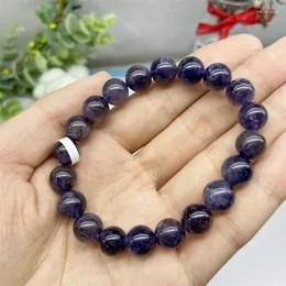 Strand Natural Lolite Stone Bracelet Gemstone Crystal Healing Round Bead Women Men Fine Jewelry Gift 12mm