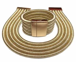 Boho Collar Necklace Jewelry Sets Fashion Magnetism Button Multilayer Choker Necklaces Bracelets Set Women Bijoux23107245448310