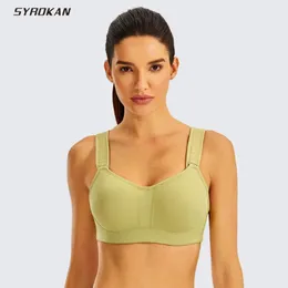 Yoga Outfit SYROKAN Women Bras Workout High Impact Full Support Underwire Padded Contour Plus Size Bra Underwear