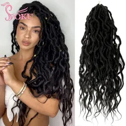 Goddess Locs Favy Faux Locs Włosy Kosząciowe z luźnymi falami wstępnie pętlonymi syntetycznymi warkocze długie dredy Sku 240119