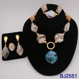 Conjunto de joias banhadas a ouro 18k italianas, colares femininos de luxo, pulseira, anel, acessórios para festa de casamento dubai 240125