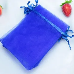 Envoltório de presente 1000 pçs / lote Royal Blue Organza Bags 9x12cm Tule Jóias Pacote Bolsas Pequenas Favores de Casamento Saco de Doces Embalagem