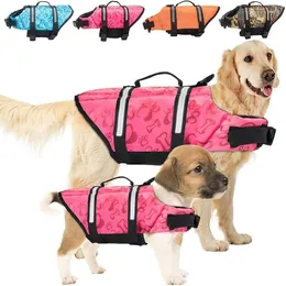 Dog Apparel Drop Summer Safety Pet Life Jacket Printed Swimsuit Preserver For Small Medium Dogs Reflective Vest