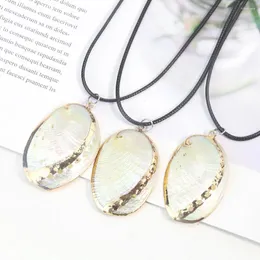 Pendant Necklaces Natural Zealand Abalone Shell Mussels Metal Edging Trim Necklace Charm Jewelry Sweater Chain Choker Crafts Girlfriend Gift