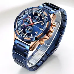 Orologi da polso MINIFOCUS Orologio da polso da uomo Orologio al quarzo da uomo Impermeabile Orologi sportivi in acciaio inossidabile Orologio da polso Montre Homme Orologio maschile