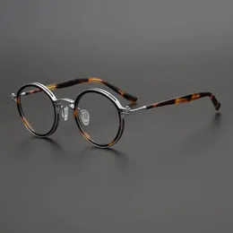 En kaliteli Japon el yapımı ultralight retro yuvarlak gözlükler çerçeve erkekler gözlükler kadın optik reçeteli miyop lens 240131