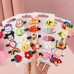 Accessori per capelli Forcina per bambini Set da 10 pezzi Bambina in plastica morbida Animale Clip per frutta carina Clip per bordo arcobaleno Copricapo per ragazze