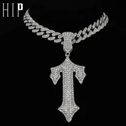 Hip Hop Letter Lod Cross Sword Naszyjnik z 13 mm kubańską piosenkarką Rap Naszyjnik 240210