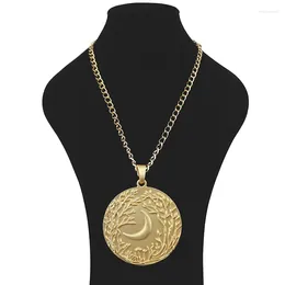 Chains Fashion MaGold Color Large Abstract Round Circle Tree & Moon Jewellery Pendant Necklaces On Long Link Chain Lagenlook 34"