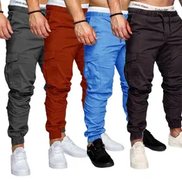 Multi-pocket Men's Cargo Sweatpants Solid Color Drawstring Harem Pants Outdoor Sports Streetwear 12 Colors Jogging Pencil Pants 240124