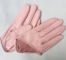 Women039s Natural Sheepeske Leather Leather Coll Pink Half Gloves Gloves Female Genuine Leather Fashion Short Short Driving Glove R1171 9236557