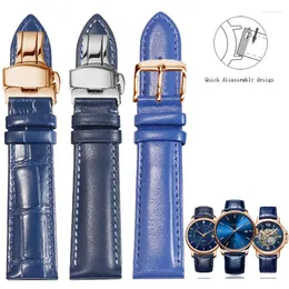 Watch Bands Blue Personalized Genuine Leather Watchband Universal Interface Waterproof CowLeather Men's Quick Disassembly Design Watchstrap