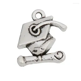 Charms Rainxtar Vintage Alloy Graduation Cap Form Metal för Graduate School 100st AAC1296