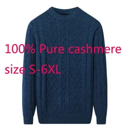 Arrival Fashion 100% Cashmere Men Thickened Warm Oversized Casual O-neck Computer Knitted Pullovers Sweater Plus Size S-6XL240127