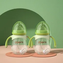 Oberni PP Material Anti Drop Anti Bloating Handle Nursing Bottle 240 ml 2st BPA gratis baby mjölkmatningsflaska 240129