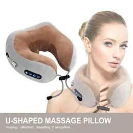 USB Charge Electric Neck Massager U Shaped Neck Shoulder Relaxation Pain Relief Massage Pillow Vibration Kneading Therapy Device 240202