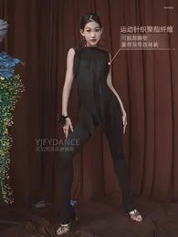 Stage Wear 2024 Woman Latin Costume Gb Jumpsuit Slim Fit Pants Lace-up Tassel Beautiful Back Suit Alw85