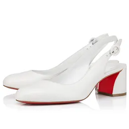 Kırmızı Desugner Sandalet Ayakkabı Çok Jane Sling Patent Buzağı Deri Kadın Slingback Lady Round Toe Günlük Yürüyüş Comnfort Ayakkabı EU35-44 Orignal Kutu