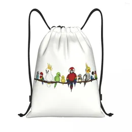 Shopping Bags Cute Pet Birds Lovebird Drawstring Bag Women Men Foldable Sports Gym Sackpack Parrots Storage Backpacks