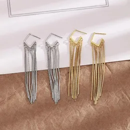 Dangle Earrings Vintage Long Line Tassel Drop For Women Exaggerate Personality Sparkling Geometric Chain Metal Accessories Jewelry Gift