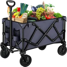 Bärbar stor kapacitet Utility Wagon för campingfiske Sport Shopping Trolley Grey Outdoor Beach Handcart Garden Carts 240122