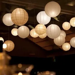 30405060pcs Mixed 414 White Paper Lanterns Wedding Decoration Japanas Hanging Chinese Ball Lampion Party Decor 240127