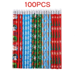 100pcs Christmas Theme Wood Pencil HB Black Nontoxic Painting Writing Standard Cute Stationery Office School Supplies 240124