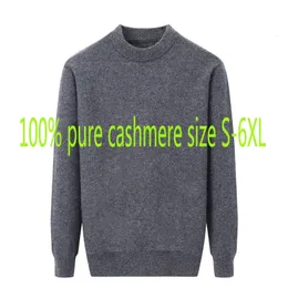 Fashion Men 100% Cashmere Sweater Large Warm Thickened Winter Casual O-neck Computer Knitted Pullovers Plus Size S-5XL 6XL240127