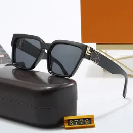 Heiße Designer-Sonnenbrille für Damen und Herren, UV-Schutz, modische Sonnenbrille, Brief, lässig, Retro-Brille, Metall, voller Rahmen mit Box