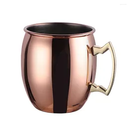 Mugs 401-500ML Stainless Steel 304 Copper-plated Cup Drum-shaped Beer Mug Cocktail Rose Gold
