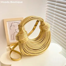 MOODS Luxury Evening Purses For Women Golden Noodle Knot Design Dinner Party Clutch Bag Luxury Designer Purses And Handbags 240131