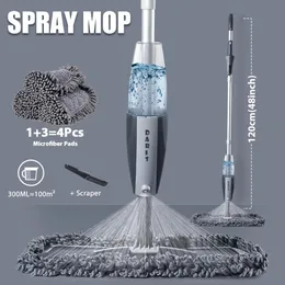 Magic Spray Mop Piso de madeira com almofadas de microfibra reutilizáveis Alça de 360 graus Home Windows Cozinha Mop Sweeper Vassoura Ferramentas limpas 240123