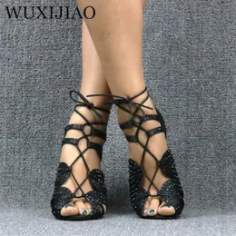 278 Wuxijiao Ankle Boots Lace-Up Latin Dance Ladies High Heels Comforting Salsa Shoes Party Sandals 240125 559