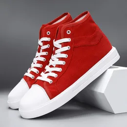 2023 Fashion Red Canvas Shoes Men Kvinnor Skateboard för andningsbara Hightop Sneakers Par 240202